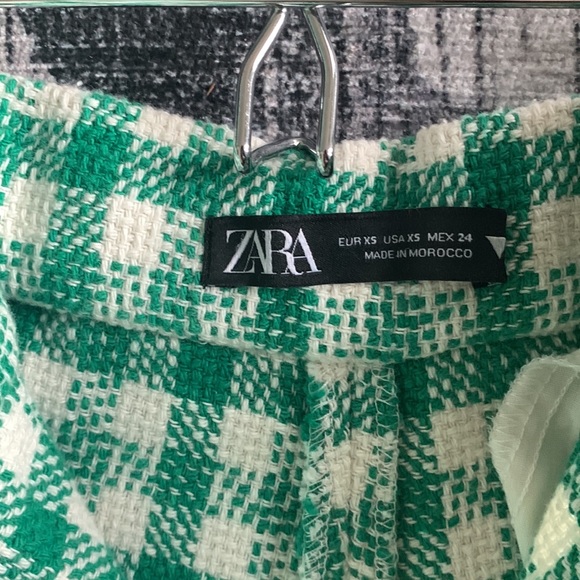 Retro Inspired High Waist Green Plaid Wide Leg Pants Zara Extra Small - Picture 11 of 12